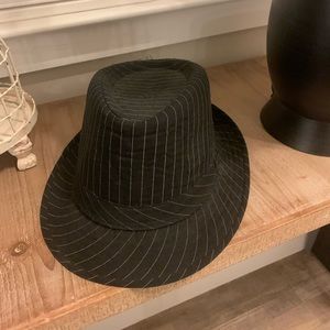 Black with whit pinstripe Fedora hat